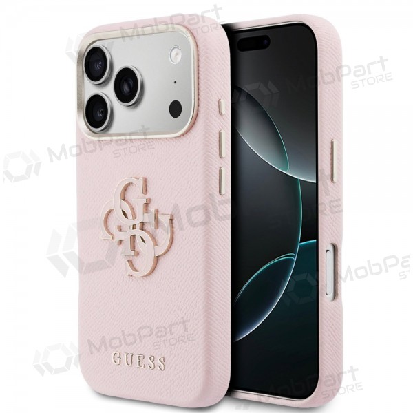 Apple iPhone 17 Pro Max fodral - Guess PU Grained 4G Resin Metal Logo (rosa)