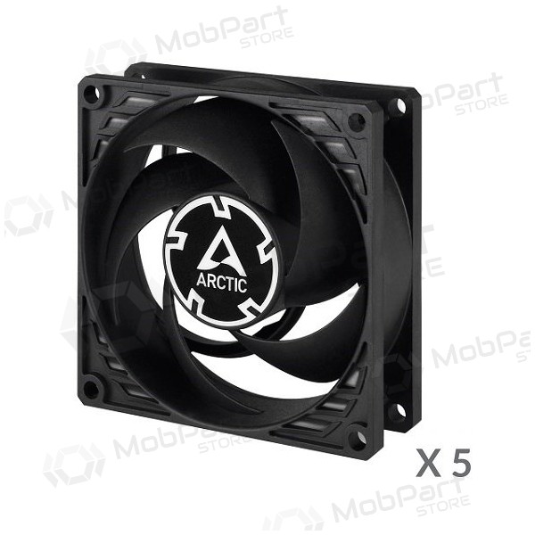 ARCTIC P8 Silent ypač tylūs korpuso ventiliatoriai, 3-pin, 80mm, juodi, 5 st.