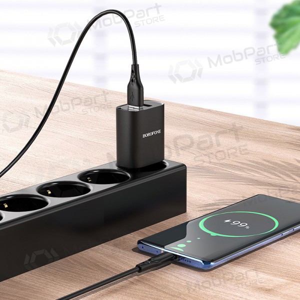 Laddare Borofone BN2 2xUSB 2.1A + USB Type-C (svart)