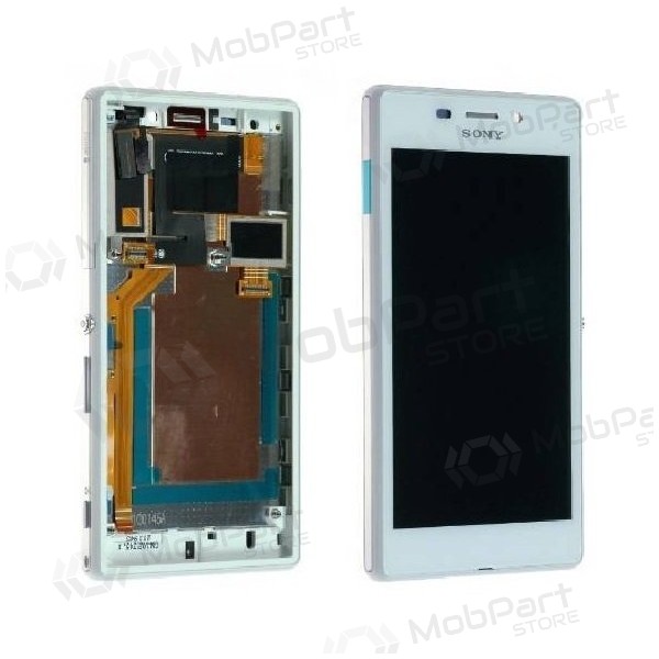 Sony Xperia M2 D2303 / M2 D2305 / M2 Aqua D2403 skärm (vit) (med ram) (service pack) (original) Sony Xperia M2 D2303 / M2 D2305 / M2 Aqua D2403 skärm (vit) (med ram) (service pack) (original)