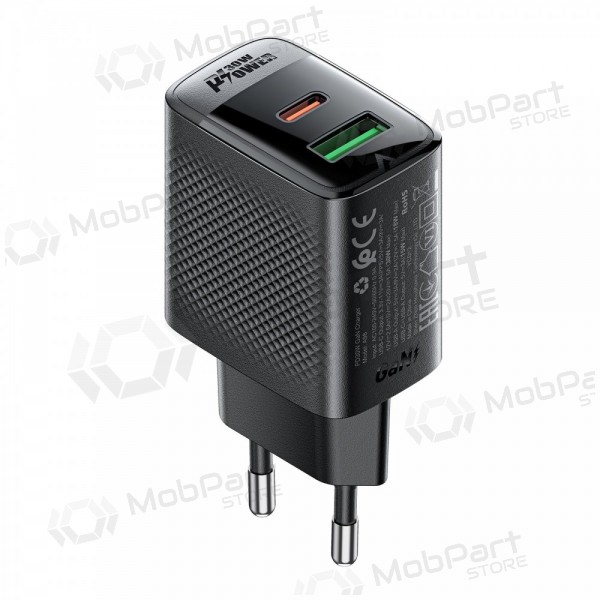 Laddare Acefast A98 30W GaN USB-C/USB-A svart