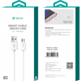 USB kabel Devia Smart microUSB 1.0m (vit)