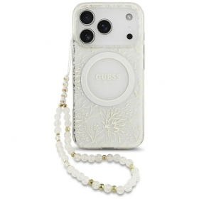 Apple iPhone 18 Pro Max fodral - Guess IML Flowers Allover Strap MagSafe