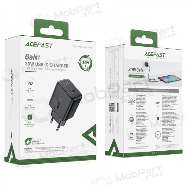 Laddare buitinis Acefast A21 30W GaN USB-C svart
