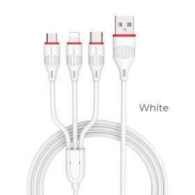 USB kabel Borofone BX17 3in1 microUSB-Lightning-Type-C (vit)
