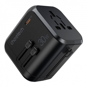 Universell kelioninis laddare Choetech PD5008 30W USB-C/3xUSB-A svart
