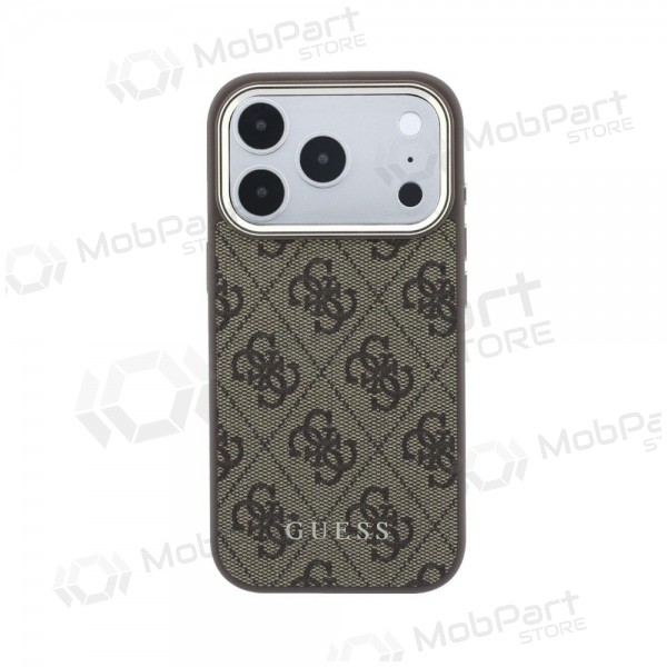Apple iPhone 18 Pro Max fodral - Guess PU Leather 4G Gold Frame MagSafe (brun)