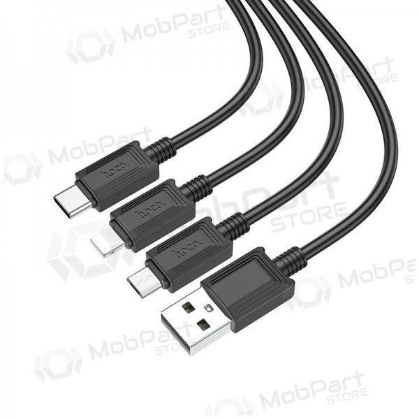 USB kabel Hoco X74 3in1 microUSB-Lightning-Type-C 1.0m (svart)