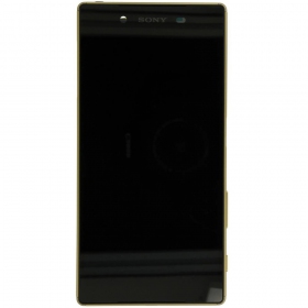 Sony E6603 / E6653 Xperia Z5 skärm (guld) (med ram) (begagnad grade A, original)