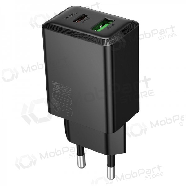 Telefonladdare Hoco N71 30 W GaN USB-C + USB-A svart