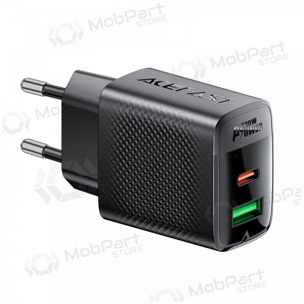 Laddare Acefast A98 30W GaN USB-C/USB-A svart