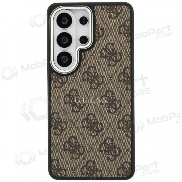 Samsung Galaxy S26 Ultra fodral - Guess PU Leather 4G Gold Frame Magnetic (brun)