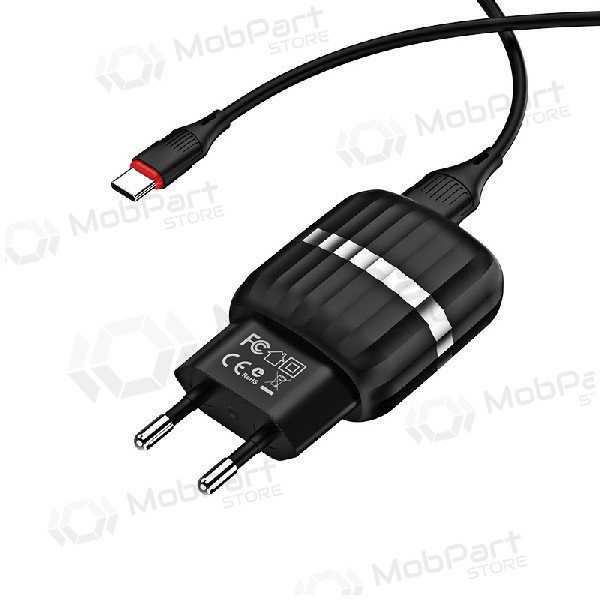 Laddare BOROFONE BA24A Vigour Dual USB + Type-C kabel (5V 2.4A) (svart)