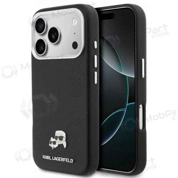 Apple iPhone 17 Pro fodral -Karl Lagerfeld PU Karl and Choupette Heads Pins MagSafe- (svart)