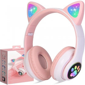 Trådlösa hörlurar Cat Glow on-ear med mikrofon USB-C + 3,5 mm