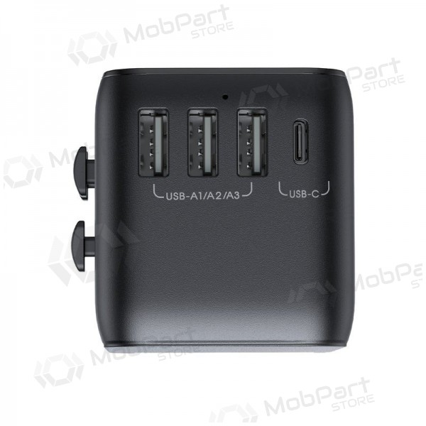 Universell kelioninis laddare Joyroom JR-TCW01 3xUSB-A/USB-C svart