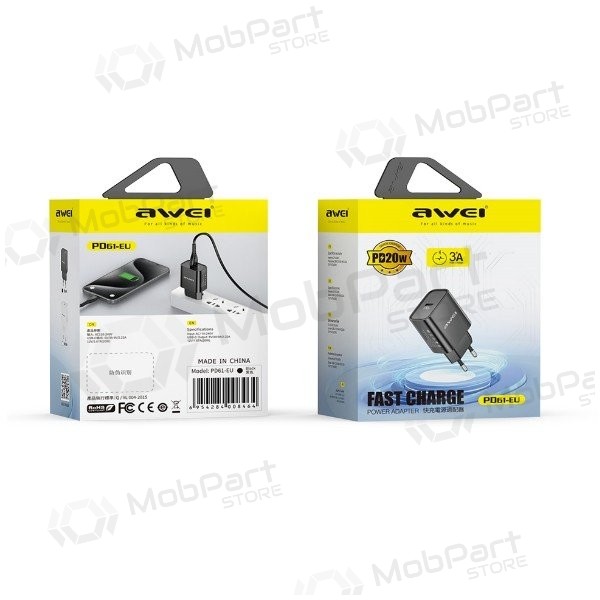 Telefonladdare Awei PD61-EU 20 W USB-C vit