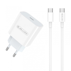 Laddare Jellico AK180 20W USB-C + USB-C to USB-C cable 1.0m vit