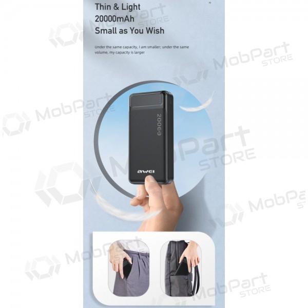 Powerbank Power Bank Awei P6K 5V/2.1A 20000mAh svart