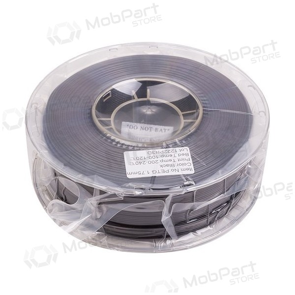 3D spausdinimo plastikas PETG, 1.75mm, 1kg, svart