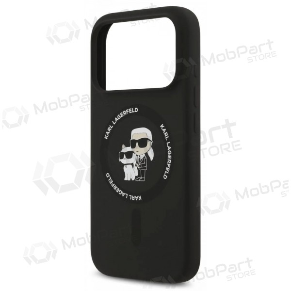 Apple iPhone 17 Pro fodral - Karl Lagerfeld Liquid Silicone Karl and Choupette MagSafe (svart)