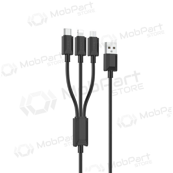 USB kabel Hoco X74 3in1 microUSB-Lightning-Type-C 1.0m (svart)