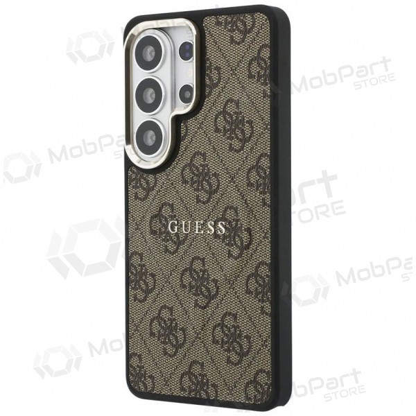 Samsung Galaxy S26 Ultra fodral - Guess PU Leather 4G Gold Frame Magnetic (brun)