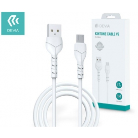 USB kabel Devia Kintone microUSB 1.0m (vit) 5V 2.1A