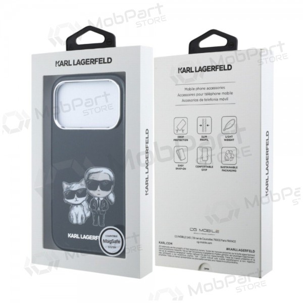 Apple iPhone 18 Pro fodral - Karl Lagerfeld PU Semi Wrap Smooth Sketch Bodies MagSafe (svart)