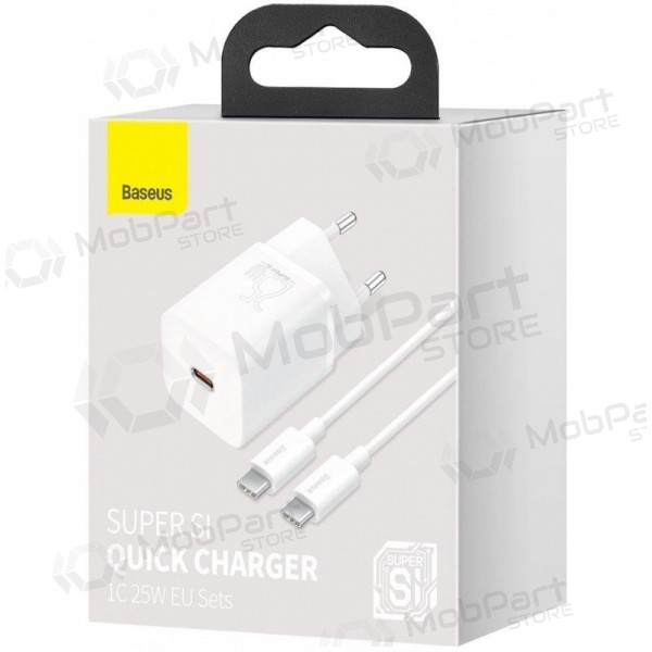 Laddare buitinis Baseus Super Si 25W + Type-C 1.0m vit TZCCSUP-L02