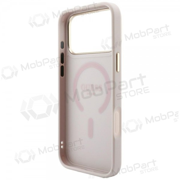 Apple iPhone 18 Pro Max fodral - Guess PU Leather 4G Gold Frame Embossed MagSafe (rosa)