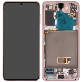 Samsung Galaxy S21 5G skärm (rosa) (med ram) (original)