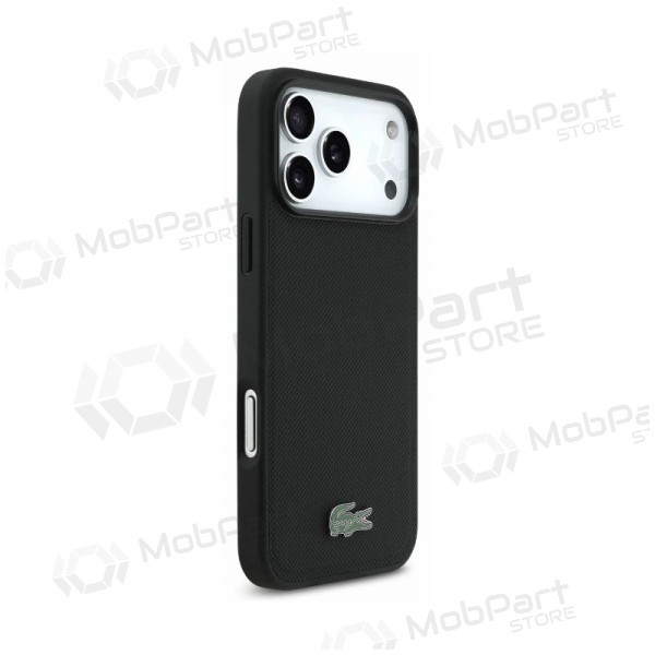 Apple iPhone 18 Pro Max fodral - Lacoste PVC Petit Pique Semi Wrap Embossed MagSafe (svart)