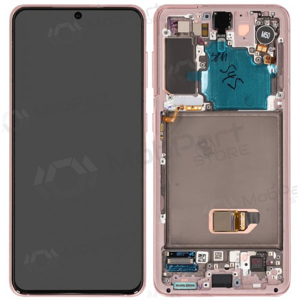 Samsung Galaxy S21 5G skärm (rosa) (med ram) (original) Samsung Galaxy S21 5G skärm (rosa) (med ram) (original)