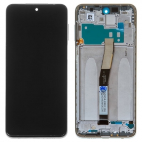 Xiaomi Redmi Note 9 Pro skärm (vit) (med ram) (original)