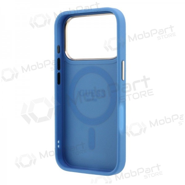 Apple iPhone 18 Pro fodral - Guess PU 4G Ring Stand MagSafe (blå)