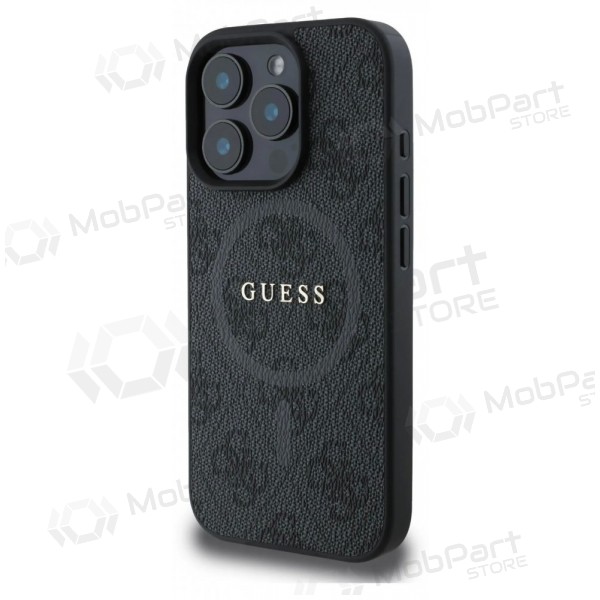 Apple iPhone 16 Pro Max fodral - Guess PU Leather 4G Colored Ring MagSafe (svart)
