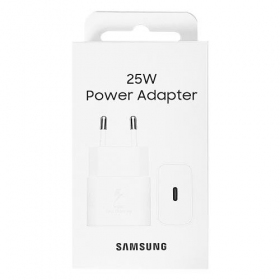 Laddare original Samsung EP-T2510NWEGEU 25W förpackningen innehåller vit