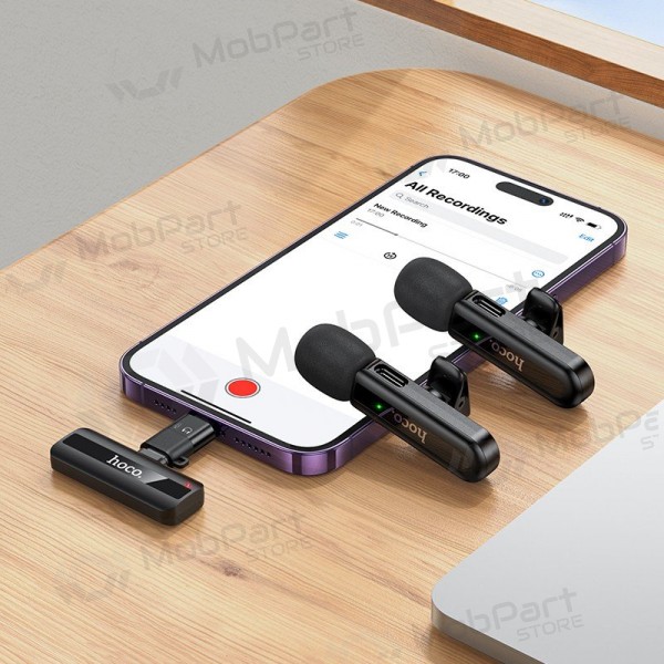 Belaidžių mikrofonų rinkinys Hoco L20A USB-C/Lightning svart