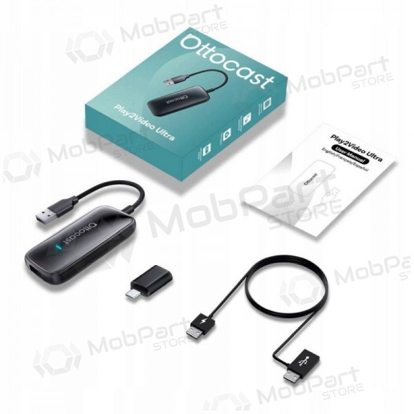 Trådlös CarPlay/Android Auto-adapter Ottocast Play2Video Ultra svart
