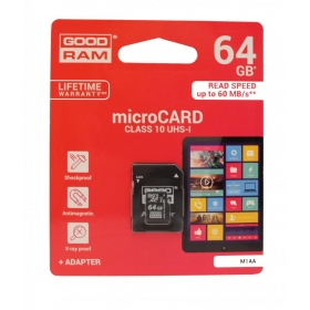 Minneskort GOODRAM MicroSD 64Gb (class 10) + SD adapter
