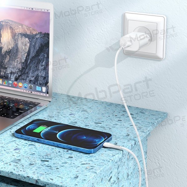 Telefonladdare Hoco N22 25 W USB-C med Lightning-kabel 1 m vit