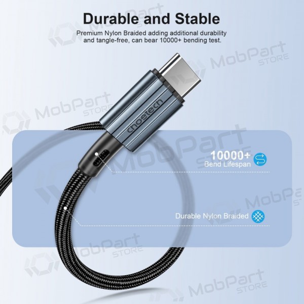 USB kabel Choetech XCC-1015 USB-C to USB-C PD60W 2.0m svart