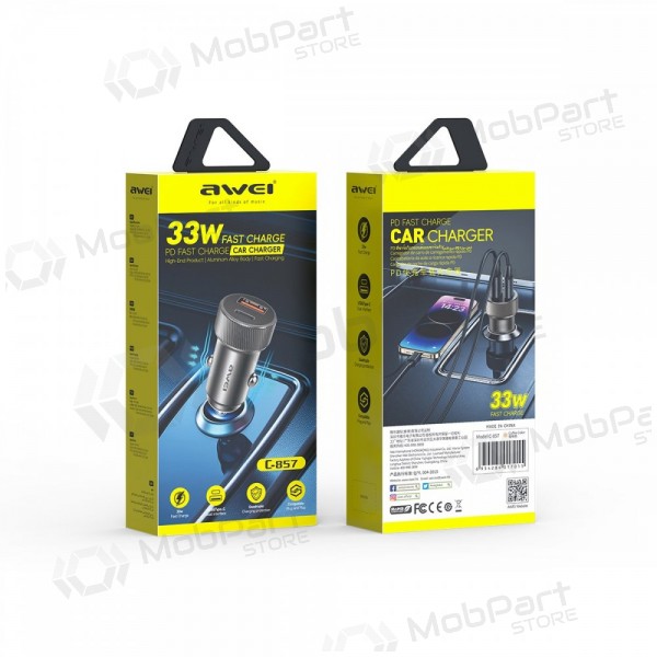 Billaddare Awei C-857 33W USB-C/USB-A svart