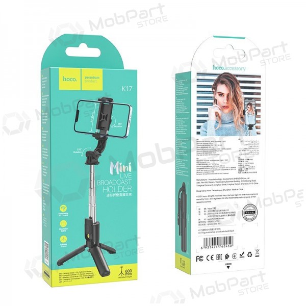 Selfiestick Hoco K17 Mini su trikojo funkcija svart