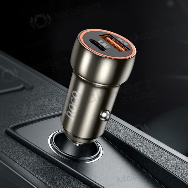 Laddare automobilinis Hoco Z46A USB-A/Type-C PD20W+QC3.0 grå