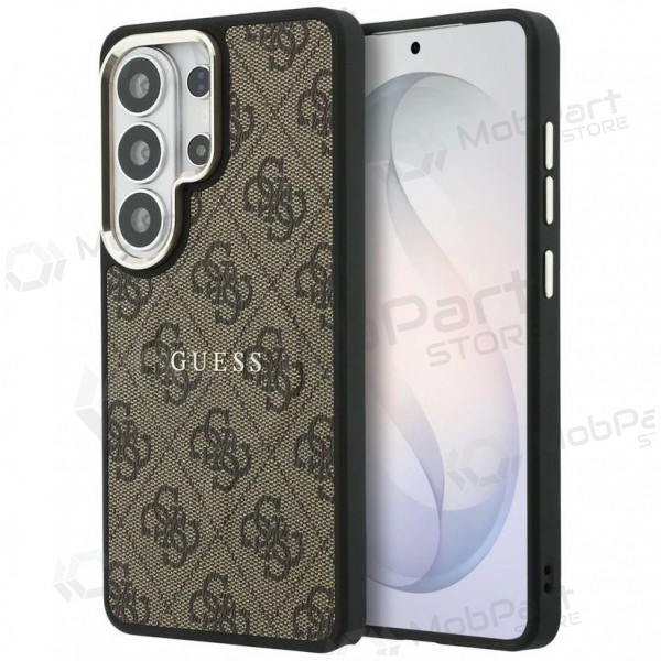 Samsung Galaxy S26 Ultra fodral - Guess PU Leather 4G Gold Frame Magnetic (brun)