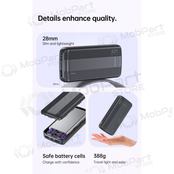 Powerbank Power Bank Awei P19K 5V/2.4A 20000mAh svart