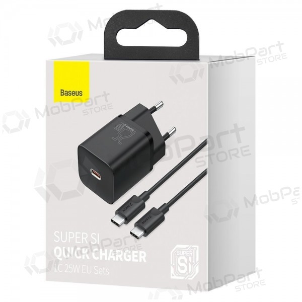 Laddare buitinis Baseus Super Si 25W + Type-C 1.0m svart TZCCSUP-L01