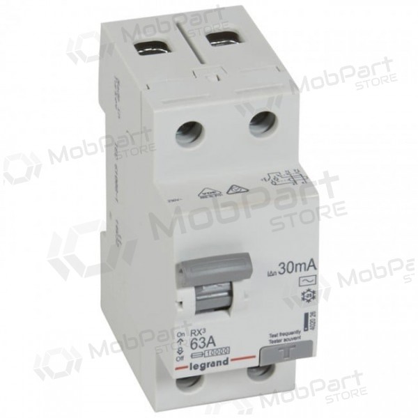 Jordfelsbrytare RCD RX Legrand 402026 (AC, 63A, 2P, 30mA, 230V)